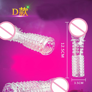 Großhandel 5-teiliges Set <span class=keywords><strong>Super</strong></span> Qualität Weiche Silikon Kristall Wieder verwendbare Silikon hülle Sexspielzeug für männliche tragbare Dildo Kondom - Product Image 5