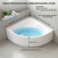 Baignoire triangulaire contemporaine pour se baigner, baignoires d'angle triangulaires, projets hôteliers de luxe et usage domestique et de bain