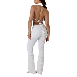 Summer New Straps Solid Colour Backless Hollow Out Halter <b>Sexy</b> Pants Two Piece <b>Set</b> Female Fashion - Product Image 2