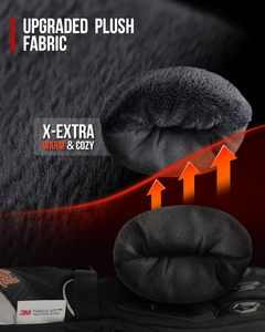 Gants d'hiver pour <span class=keywords><strong>moto</strong></span> et vélo à doigts entiers, protection CE niveau 1KP, rembourrage thermique, matériau PU imperméable et coupe-vent - Product Image 2