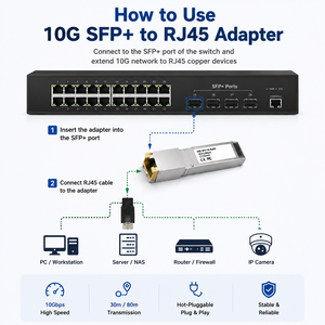 10G SFP+ to RJ45 Adapter Converter 10GBASE-T Copper Transceiver 30m/80m for SFP+ <strong>Switch</strong> Port - Product Image 5