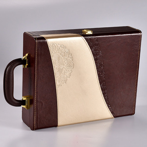 Sang Trọng Cổ Điển Retro Rượu Vang Đỏ Hộp Chai Duy Nhất Quà Tặng Container PU Da Với Gỗ Và Các Tông Cho Đồ Uống - Product Image 5