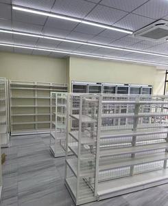 <b>Cheap</b> Price Heavy Duty Metallic White Supermarket Gondola Shelves Freestanding Display Racks Single Sided Epoxy Powder Coating - Product Image 5