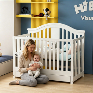 <span class=keywords><strong>Lettino</strong></span> per Bambini in Legno di Pino Neozelandese <span class=keywords><strong>Bianco</strong></span> con Base in Metallo Regolabile, Convertibile in Divano Letto - Product Image 1
