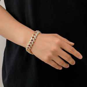 Moissanite Iced Cuban Link Bracelet 925 Sterling Silver Gold Plated Trendy Chain Link Sparkle Hip Hop Style Jewelry Gift - Product Image 3