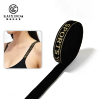 Bande élastique en nylon jacquard avec fil doré, noir et or, lettrage SPORTS YOGA, sangle haute élasticité pour soutien-gorge de sport