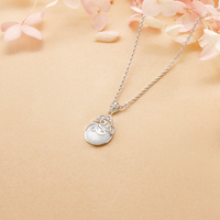 Collier rond en argent 925 de luxe pour femmes, pendentif en zircone opale éblouissant, bijoux de mariée