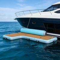Dock flottant gonflable en forme de L de qualité commerciale avec matériau PVC, couleurs et logo personnalisés pour utilisation sur yacht