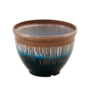 Maceta de jardín de cerámica esmaltada redonda azul agua alta - Product Image 3