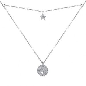 Collar Dylam de Diseño Simple con Colgante de Estrella de Doble Capa en Plata 925 y Cadena de Eslabones - Product Image 1