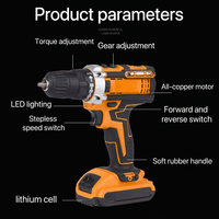 Perceuse sans fil 21V 800W, électrique domestique, 3 fonctions, à percussion, deux vitesses, rechargeable, batterie au lithium, multifonction