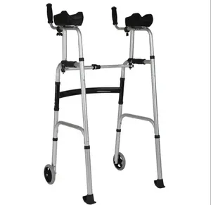 Medical Red Color Helping Climb Stair Folding Walker Walking Frame for Elderly and Disabled