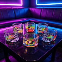 Petit cendrier en verre en forme de crâne, impression UV colorée, accessoire pour fumeurs pour hôtel, KTV, bureau
