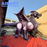 Modelo de Dragón Gris Inflable de Gran Tamaño para Decoración de Fiestas Musicales, Globo Inflable de Dragón Volador Grande