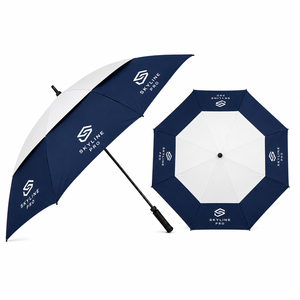 Paraguas promocional semiautomático de poliéster recto con logotipo personalizado serigrafiado para regalo empresarial, bienvenida de empleados. - Product Image 1
