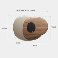 Table basse ovale rotative ModHomi, design élégant, finition en noyer, pour petit appartement, salon minimaliste