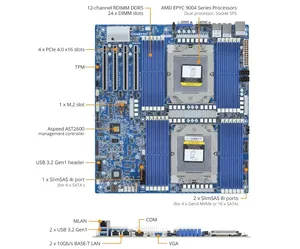 MZ33-AR0 scheda madre E-ATX REV1.0 32GB DDR5-4800 RAM a quattro canali e 9754 9124 integrato SATA Server/Workstation rinnovato - Product Image 3