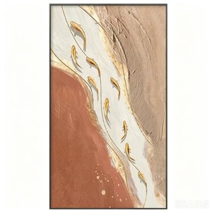 Hand Painted Oil Painting Nine Fish Wabi Sabi Style Metal Frame Hallway Corridor Decorative <b>Art</b> - Product Image 3