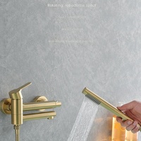 Ensemble de douche mural en cuivre brossé doré avec mitigeur à poignée unique et douchette à main pour salle de bain