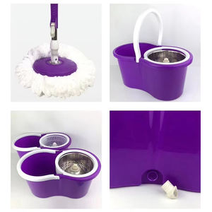 Mopa y Cubeta de <span class=keywords><strong>Limpieza</strong></span> Giratorias de Microfibra 360 con Palo de Acero Inoxidable de Cabeza Redonda, <span class=keywords><strong>Precio</strong></span> de Fábrica al por Mayor - Product Image 4