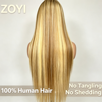 Perruque en cheveux humains 100% naturels, couleur P4/613, avec dentelle transparente 13x4, densité 210%, lisse, avec baby hair pré-épilés, pour femmes noires