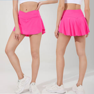 Benutzer definiertes Logo Elastic Golf Gym Sport 2 in 1 Taschen Shorts Rock Crossover V Taille Sportswear Plissee Tennis röcke für Frauen - Product Image 4