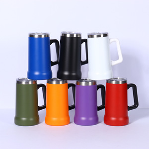 Vaso de Cerveza Brasileño de 24 oz, Vaso Aislado de Acero Inoxidable 304, Gran Capacidad, Portátil para Exteriores, con Asa - Product Image 1