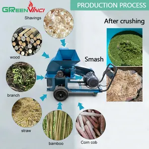 Greenvinci foshan doğrudan satış hareketli 200-1500 kg/saat biyokütle parçalayıcı ahşap kırma parçalayıcı makinesi pelet