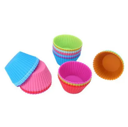 Silicone Nhiều màu Muffin Lót cơ bản tái sử dụng Silicone bánh khuôn