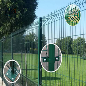 Valla de seguridad perimetral de metal soldado para jardín, con postes cuadrados para exteriores y malla de alambre de hierro curvada en 3D, con postes en forma de durazno - Product Image 5