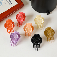 Vente en gros de pince à cheveux rose couleur gelée acrylique transparent fleur pince à cheveux français rétro simple pince requin casque
