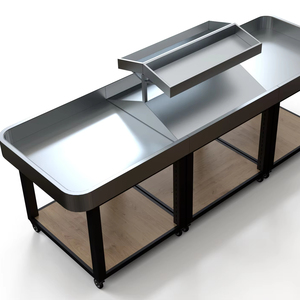 Hai Mặt hiển thị đứng nhiệm vụ ánh sáng Rau cửa hàng giá 3D được thiết kế kệ gỗ cho cửa hàng thực phẩm siêu thị kim loại giá - Product Image 1