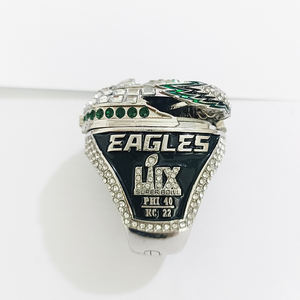 Bague unisexe style hip-hop en alliage plaqué argent, modèle MVP Championnat des Eagles de Philadelphie 2025, bijou tendance - Product Image 3