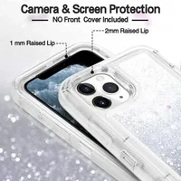 Coque de téléphone hybride 3-en-1 PC+TPU avec paillettes liquides Quicksand, protection antichoc robuste pour iPhone 16 15 14 13 12 11 Pro Max Plus