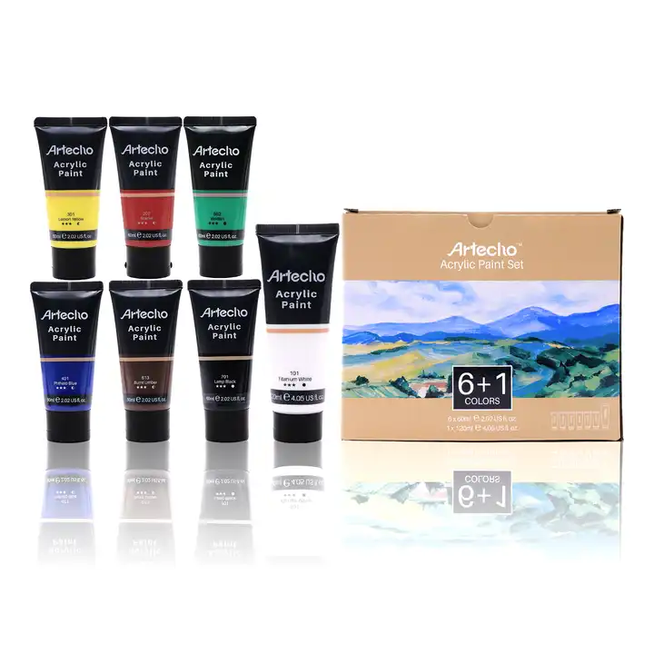 artecho acrylic paint set, 7 primary