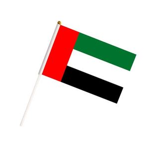 Bandera de Mano Barata de Poliéster de los Emiratos Árabes Unidos para el Día Nacional, con Asta de Plástico - Product Image 1