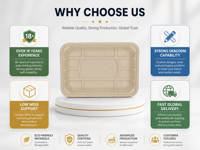 Plateau alimentaire en bagasse robuste, compostable, biodégradable, rectangulaire, à compartiments, résistant à l'eau, compatible micro-ondes et congélateur