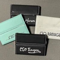 Dompet Kartu Bisnis Logam dengan Penutup Magnetik Kulit Sintetis yang Dapat Dipersonalisasi, Tempat Kartu Kredit Stainless Steel