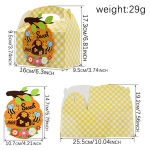 <strong>Bee</strong> Theme Portable Party Favour <strong>Gift</strong> Treat Packaging Paper Box Handle Recycled Recyclable Birthday Baby Shower Party Supplies - Product Image 2