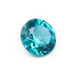 Оптовая продажа, свободный высококачественный синтетический камень, синий круглый турмалин Paraiba