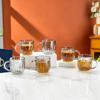 Set Enam Gelas Kaca Gaya Zunni 280ml dengan Desain Vertikal Tiup Manual dalam Warna Bening dan Amber untuk Bar Rumah & Hadiah