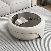 Table basse à café et à thé moderne en marbre crème et bois, élégante, simple, luxueuse, mobile, meubles de maison pour salon, salle à manger, durable