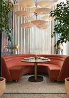 Meubles commerciaux modernes sur mesure, canapés de luxe pour café, chaises de restaurant, banquettes courbes en velours rouge pour hôtel