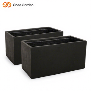133 L Black Galvanized Steel <b>Square</b> Planter Modern Outdoor Garden Flower <b>Pot</b> Stylish Home Decor - Product Image 1