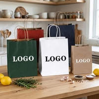 Sac en papier kraft biodégradable marron personnalisé pour la livraison de repas rapides à emporter, emballage pour restaurant, sac à emporter