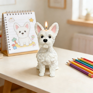 Moule en silicone 3D en forme de chiot West Highland Terrier <span class=keywords><strong>pour</strong></span> bougies, savons, plâtre, résine époxy et créations artistiques DIY - Product Image 1