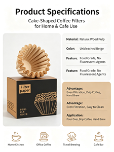Filtres à café en papier en forme de cône, personnalisés en usine, vente en gros, pour le café artisanal, emballage de grains de café, fournitures pour magasins - Product Image 2