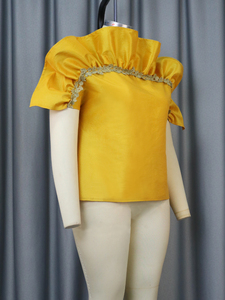 Camicette da <span class=keywords><strong>donna</strong></span> con ricamo a volant giallo estivo formale in fabbrica - Product Image 5