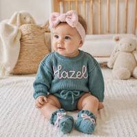 Pull en tricot personnalisé pour tout-petit, pull brodé pour bébé fille, pull en tricot personnalisé pour tout-petit