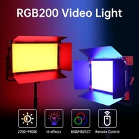 Panneau lumineux de studio LED-RGB200 200W, 3300 LED, Ra97 TLCI98, CCT 2700-9900K, HSI, DMX/APP, V-Mount/sans ventilateur, alliage d'aluminium, 10000 Lux